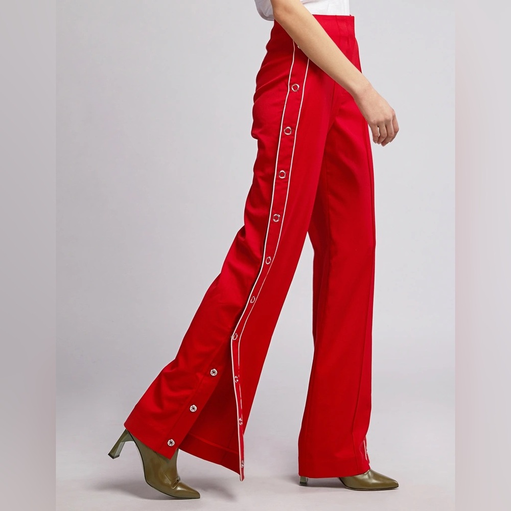 Jonathan Simkhai Wool Blend Wide Leg Pants with Button Accents